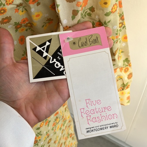 Vintage 60s 70s NWT Fall Tones Floral Flower Power Mod Dress - Picture 5 of 10